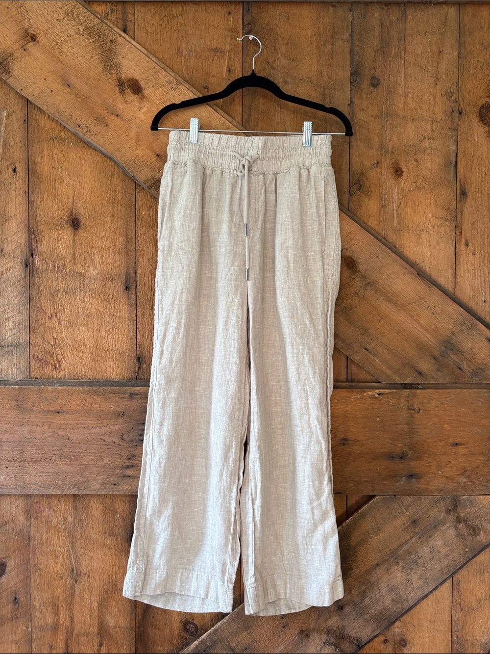 Quince Natural Beige Wide-Leg Drawstring Pants